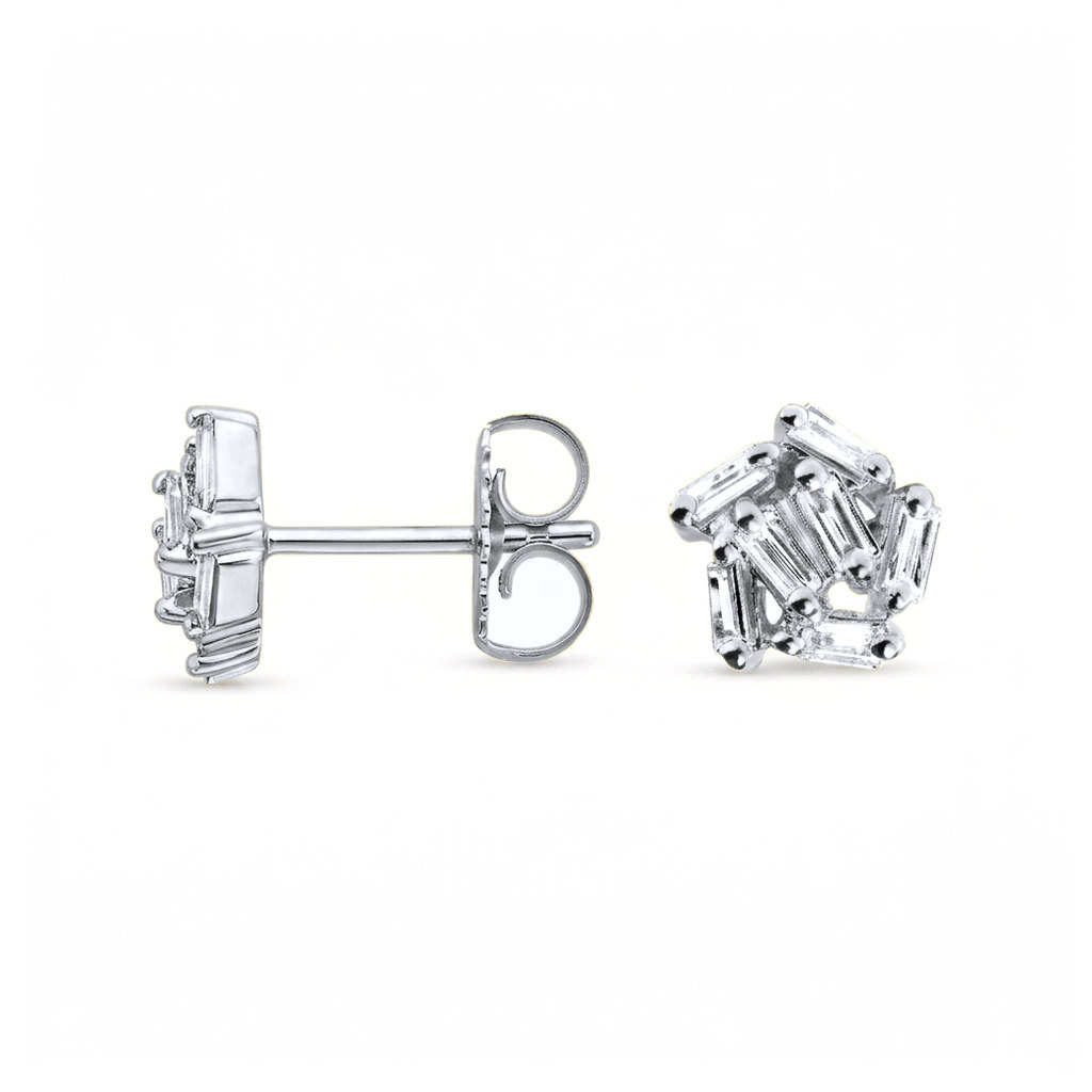Baguette diamond cluster earrings