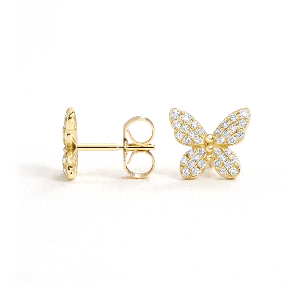 Butterfly pavé diamond earrings
