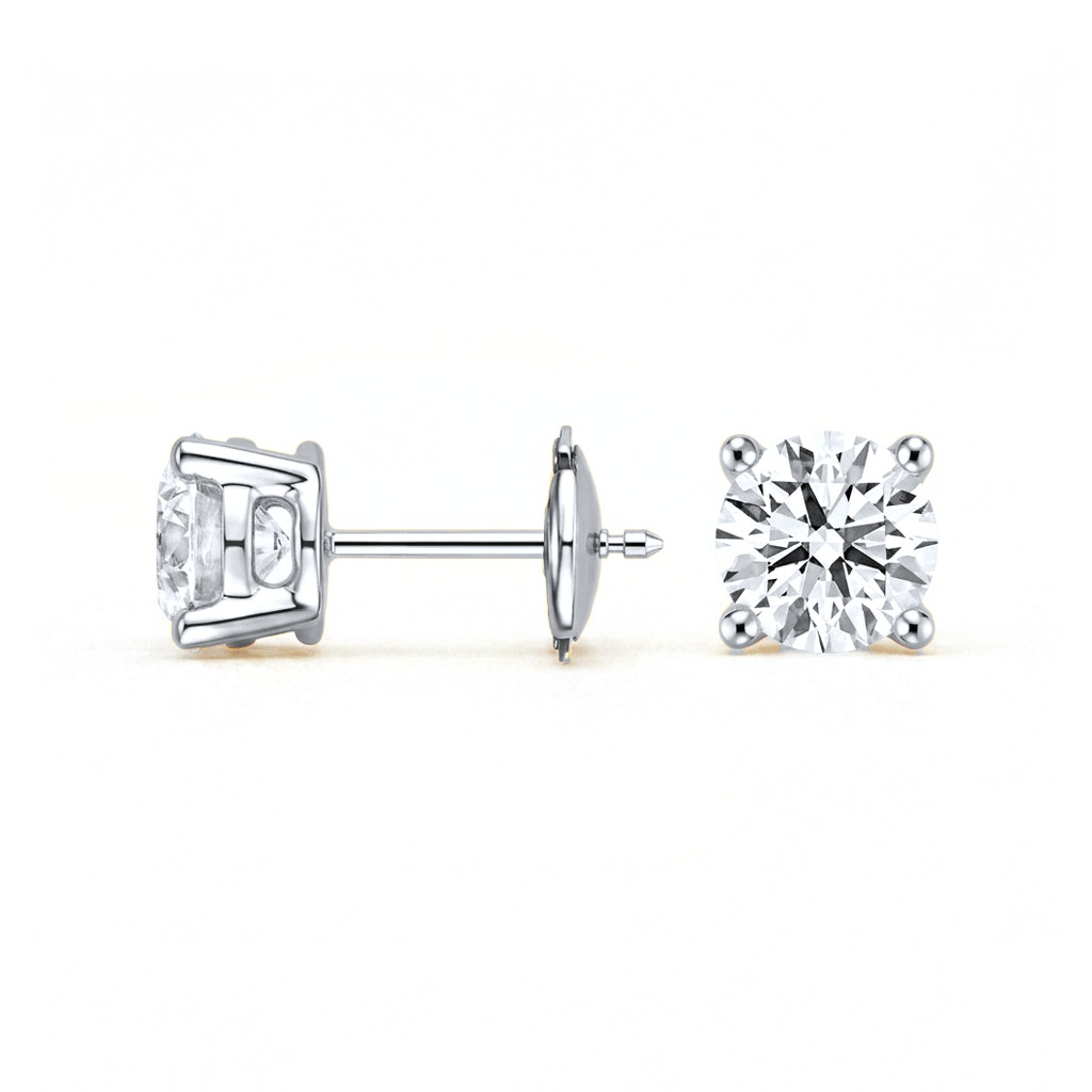 Perfect four-prong diamond stud earrings