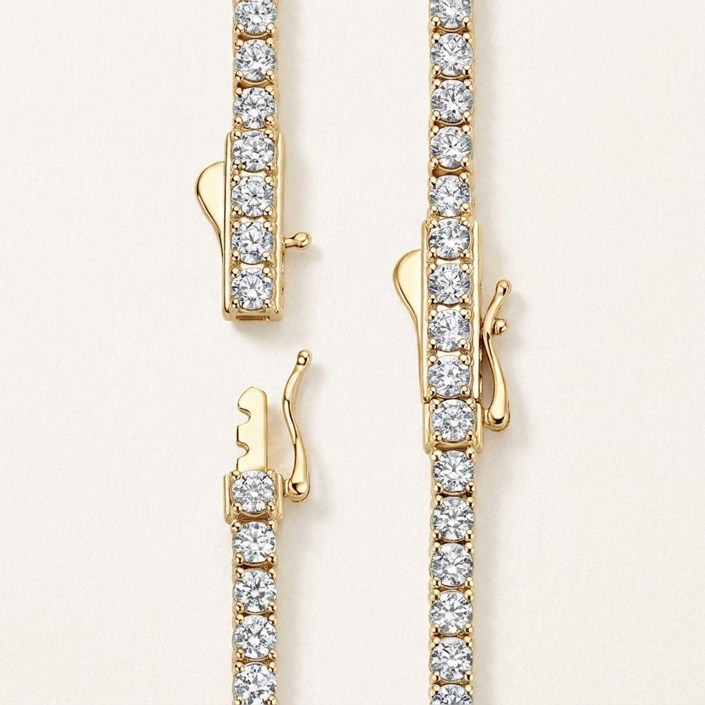 Four-prong diamond tennis necklace
